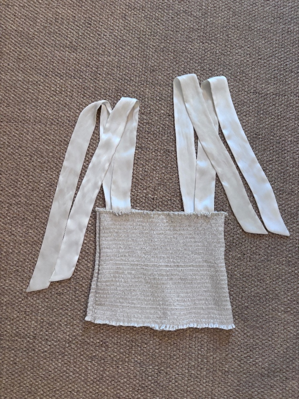KOCH Size Small • Cece Shirred Tie Top - Solid Cream. EUC USA